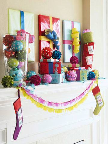 DIY colorful mantel