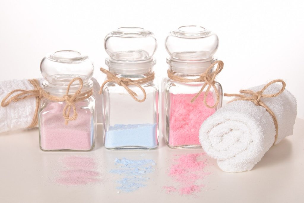 assorted colorful diy bath salts