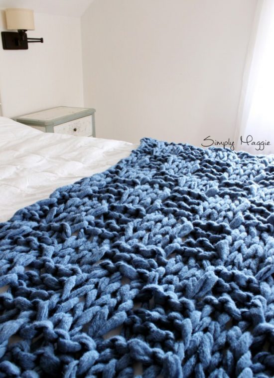 How to Make a Chunky Knit Blanket • The Budget Decorator