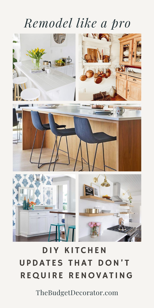 Photo Collage of Different Kitchen Updates that Don't Requirement Renovating