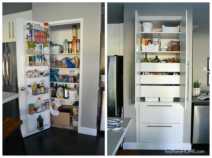 IKEA White Shelves and Drawers in Kitchen Pantry