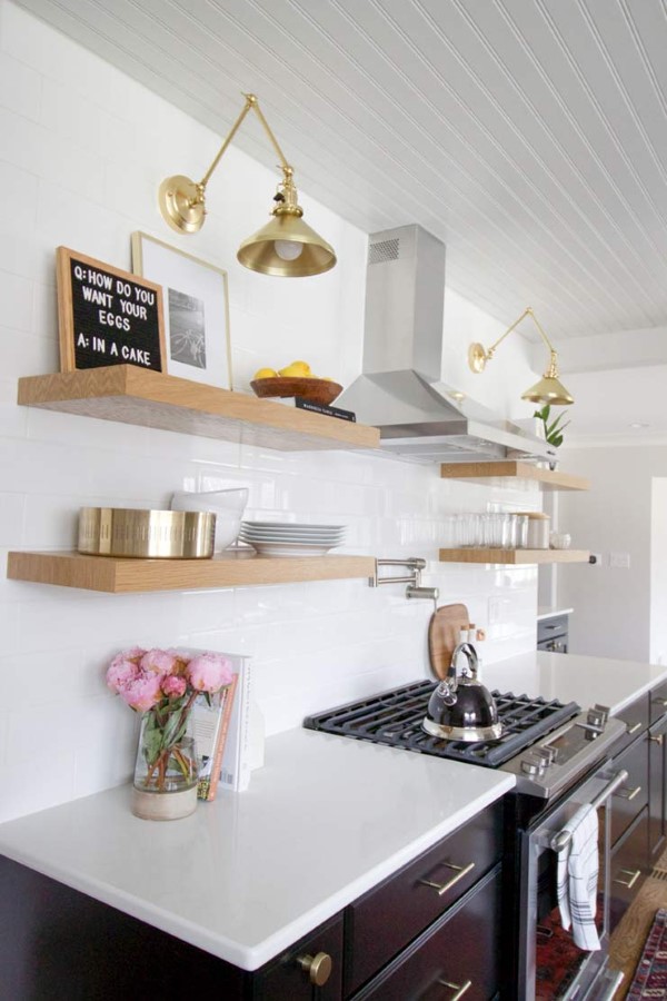 Open Shelving Concept over Stovetop in Kitchen