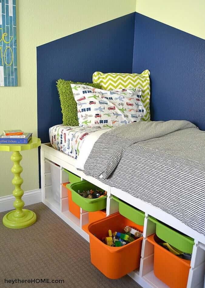 kids bed with storage cubes underneath