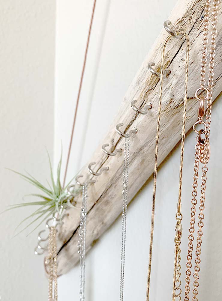 Stupid Easy Necklace Organizer You Can Make from Driftwood • The Budget  Decorator